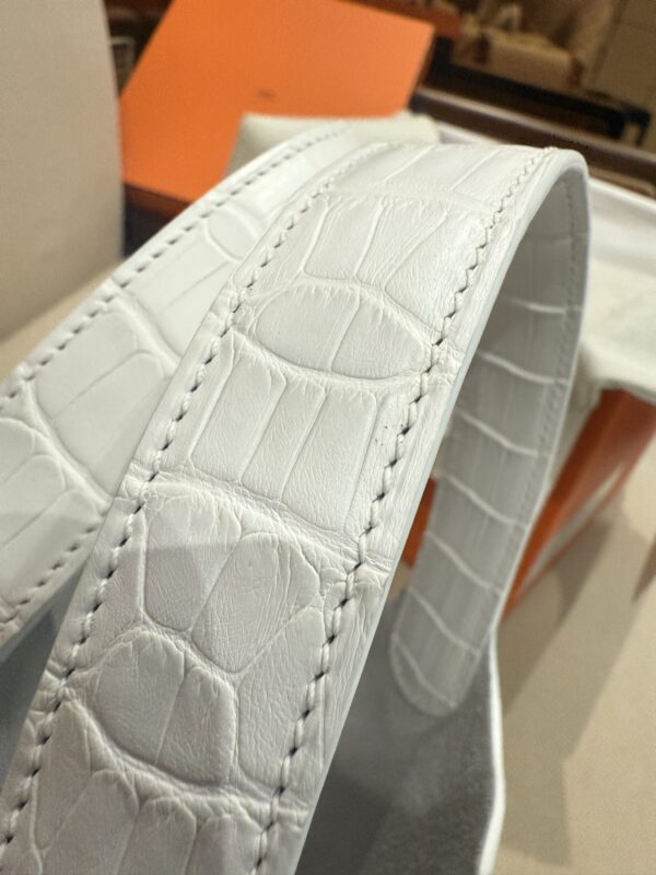 GPC Mode Picotin 18CM Touch Women’s Tote Bag  01 Blanc TC Leather / Matte Alligator Crocodile PHW