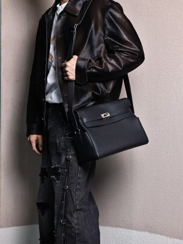 GPC Mode Kelly Messenger GM 33CM CK89 Noir Togo Leather PHW