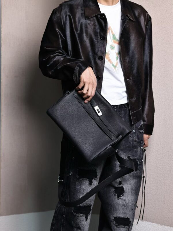 GPC Mode Kelly Messenger GM 33CM CK89 Noir Togo Leather PHW