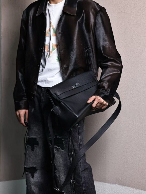 GPC Mode Kelly Messenger GM 33CM CK89 Noir Togo Leather PHW