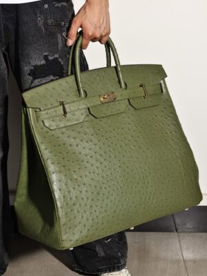 GPC Mode Birkin Hac 50CM Men’s Bag V6 Vert Canopee KK Ostrich Leather GHW Hardware