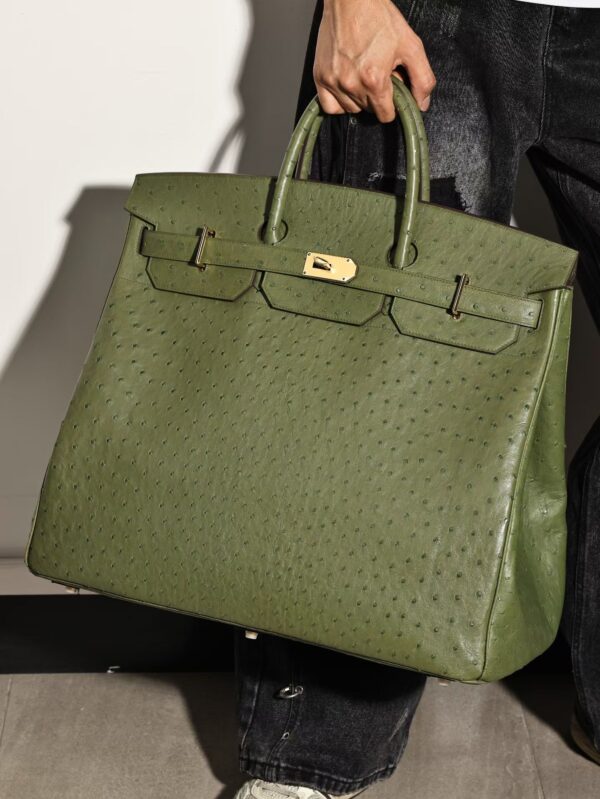 GPC Mode Birkin Hac 50CM Men’s Bag V6 Vert Canopee KK Ostrich Leather GHW Hardware