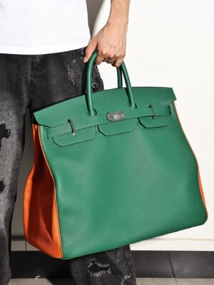 GPC Mode Birkin Hac 50CM Togo Leather  U4 Vert Vertigo / CK93 Orange PHW Hardware