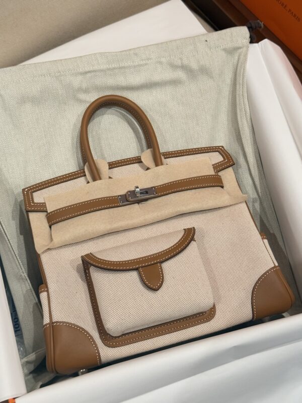 GPC Mode Birkin Cargo 25CM CK37 Gold Leather / Beige Canvas PHW In stock