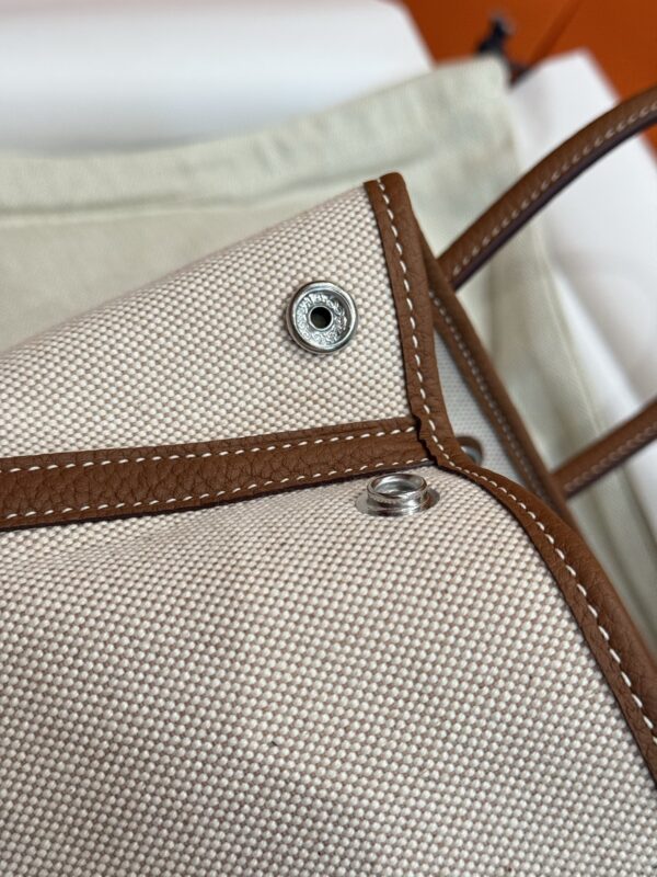 GPC Mode Garden Party Mini 23 CK37 Gold Leather & Beige Canvas PHW Hardware