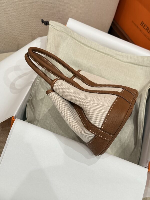 GPC Mode Garden Party Mini 23 CK37 Gold Leather & Beige Canvas PHW Hardware